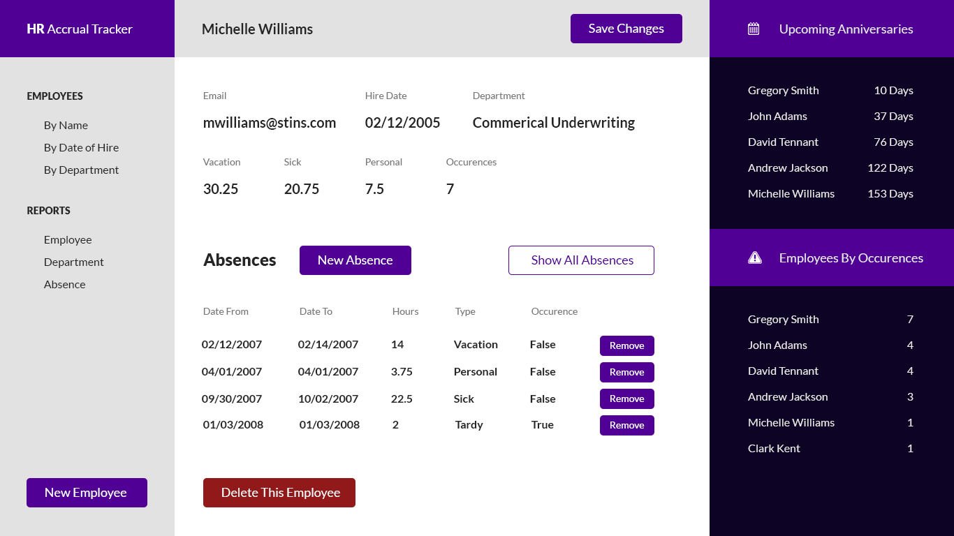 The home page of the app